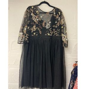 ASOS Black Tulle Embroidered Dress